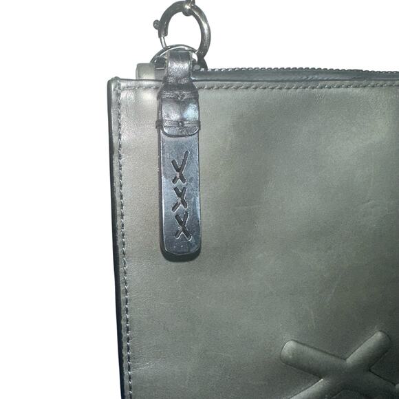 Ermenegildo Zegna XXX Leather Flat Zip Pouch Gray Crossbody Bag shoulder - Picture 12 of 16